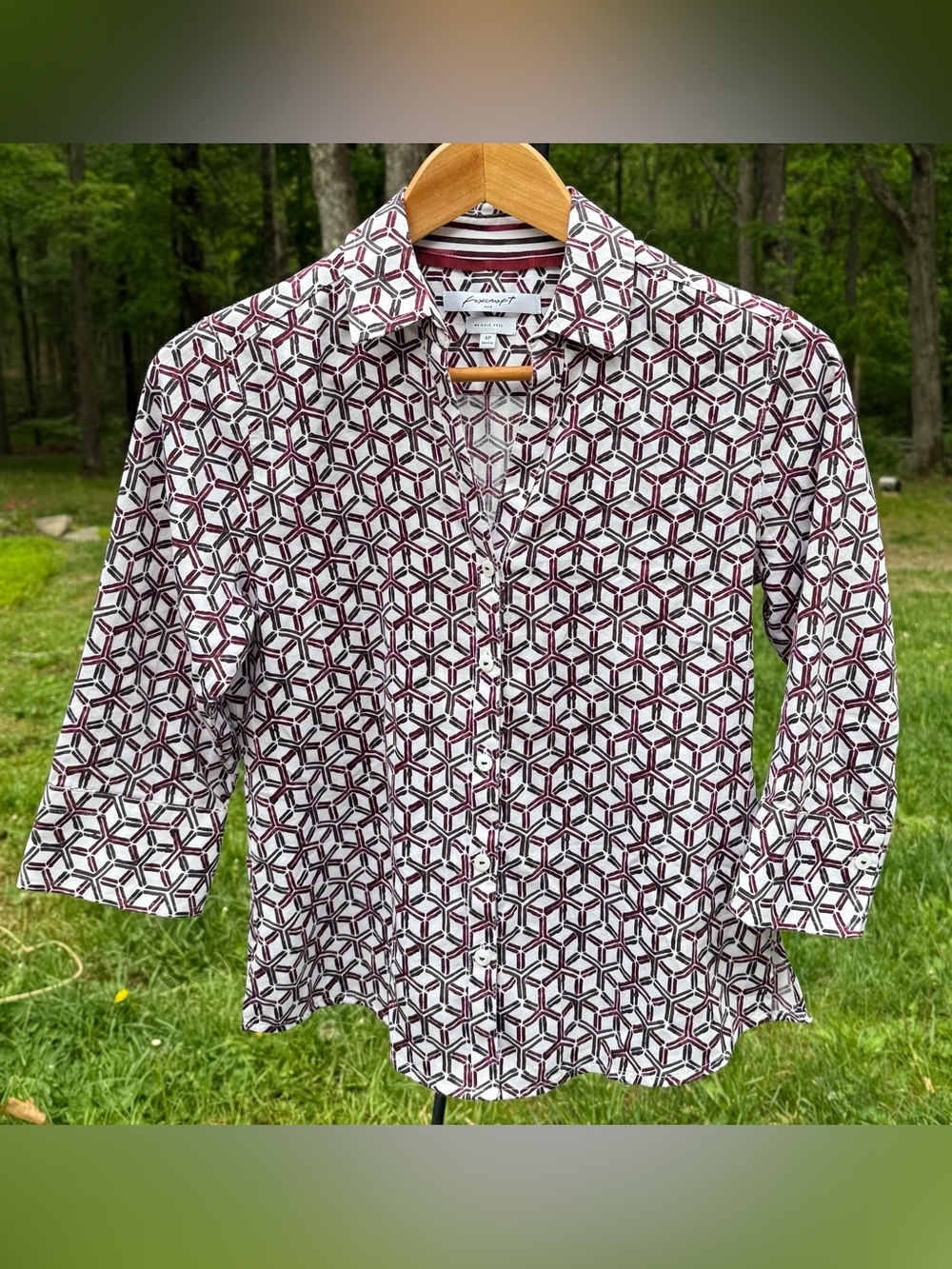 Foxcroft 100% Cotton 3/4 sleeve Petite Button-Down Shirt